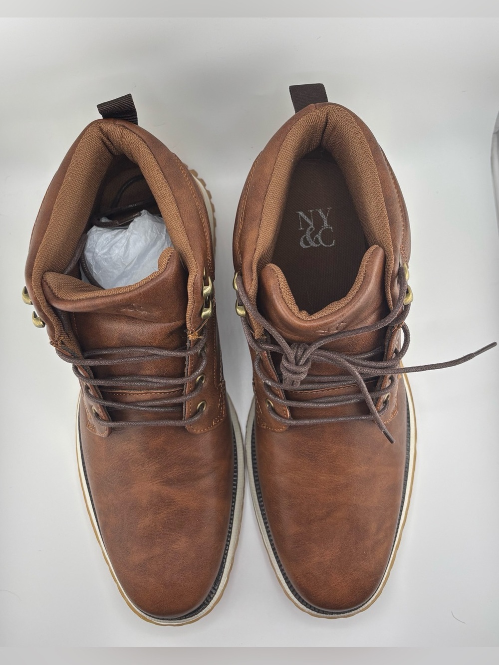 NY&C Scott Brown Men’s Casual Boots Size 11 Faux Leather Sneaker Boots